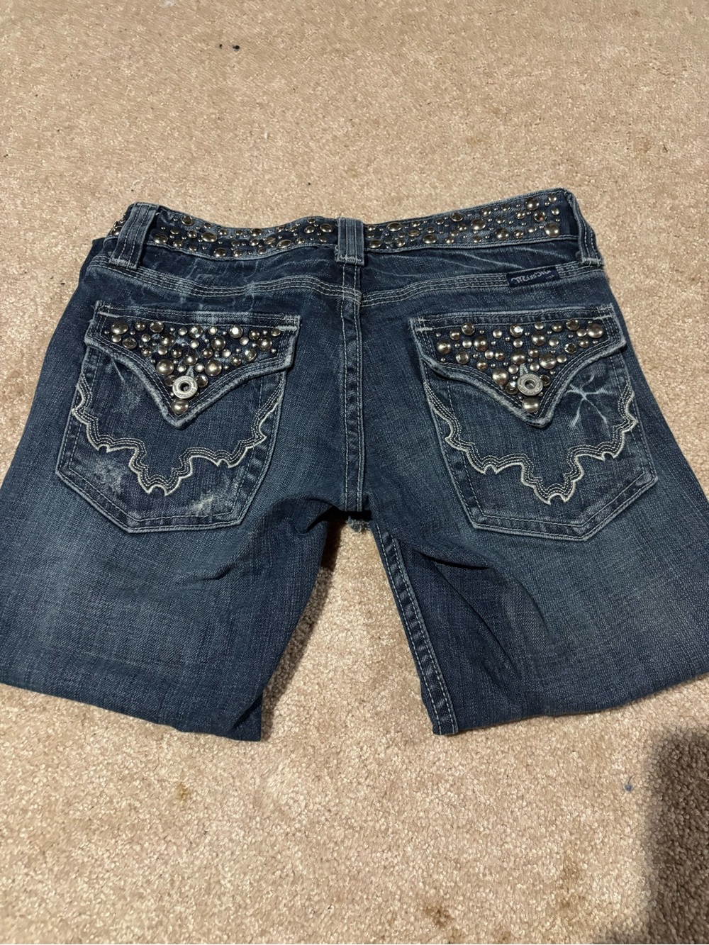 Miss Me Dark Blue Studded Boot Cut Jeans